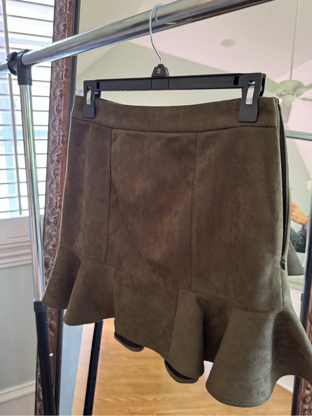 Women’s Olive Brown Mini Flounce Skirt